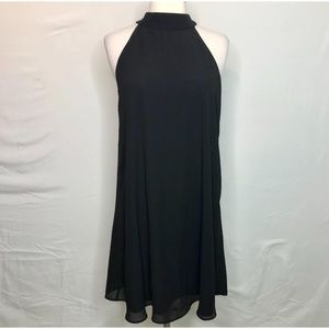 Black Chiffon Halter Swing Dress